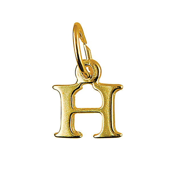 Block Initial Charm — H, 9kt YG